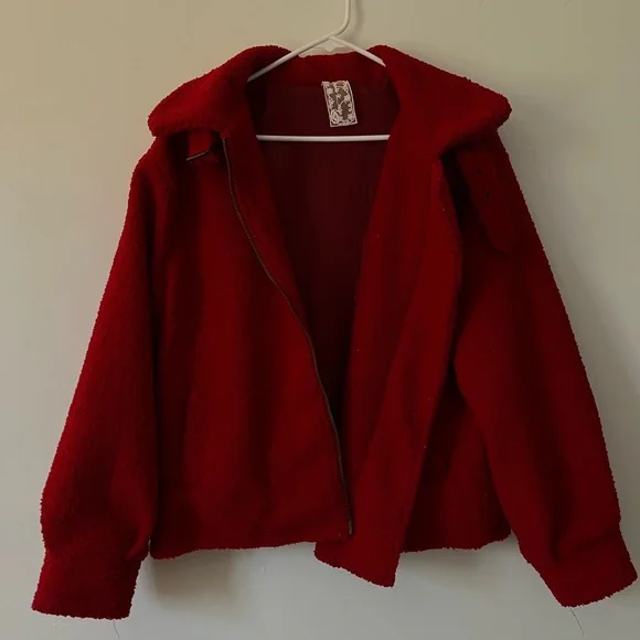 Red shearling jacket - Picture 1 of 7